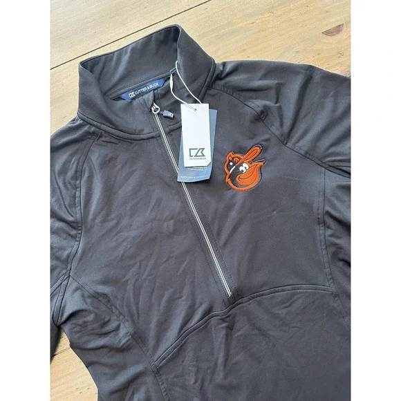 Baltimore Orioles Pullover Womens Medium Black Half Zip MLB Baseball Adapt Eco - Picture 1 of 7